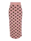 Dolce & Gabbana Pink Skirt With Pencil Design And All-over Printed Dg Logo In Viscose Blend Woman In Pink