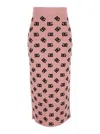 Dolce & Gabbana Pink Skirt With Pencil Design And All-over Printed Dg Logo In Viscose Blend Woman In Pink