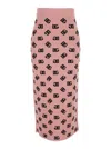 Dolce & Gabbana Pink Skirt With Pencil Design And All-over Printed Dg Logo In Viscose Blend Woman In Pink