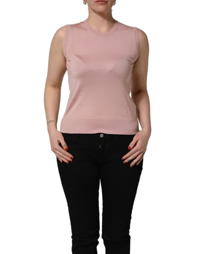 Dolce & Gabbana Pink Sleeveless Cashmere Knitted Tank Top