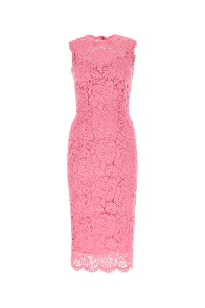 Dolce & Gabbana Pink Stretch Lace Dress