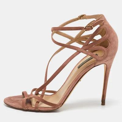 Pre-owned Dolce & Gabbana Pink Suede Ankle Strap Sandals Size 38