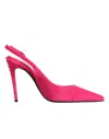 Dolce & Gabbana Pink Suede High Heels Slingback Shoes In Pink