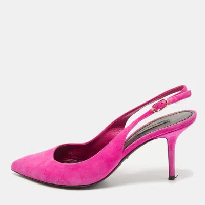 Pre-owned Dolce & Gabbana Pink Suede Pointed Toe Slingback Pumps Size 39