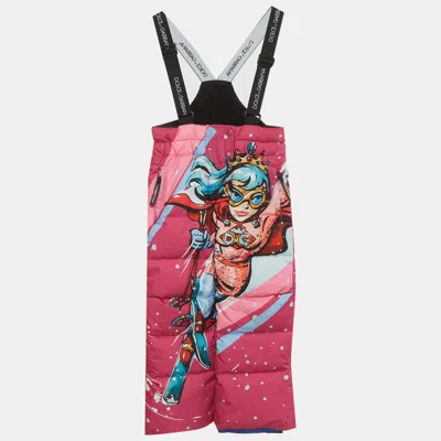 Pre-owned Dolce & Gabbana Pink Superhero Printed Synthetic Ski Pants 6yrs