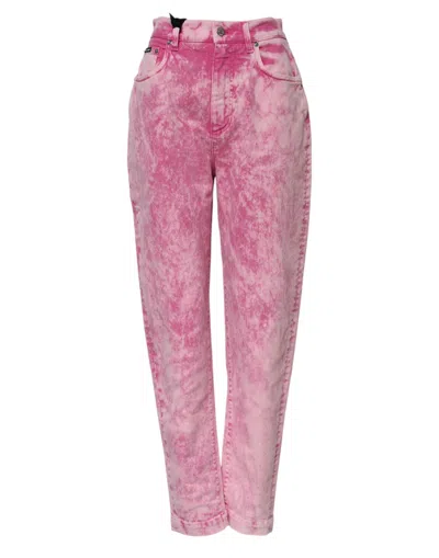 Dolce & Gabbana Pink Tie Dye High Waist Tapered Denim Women's Jeans