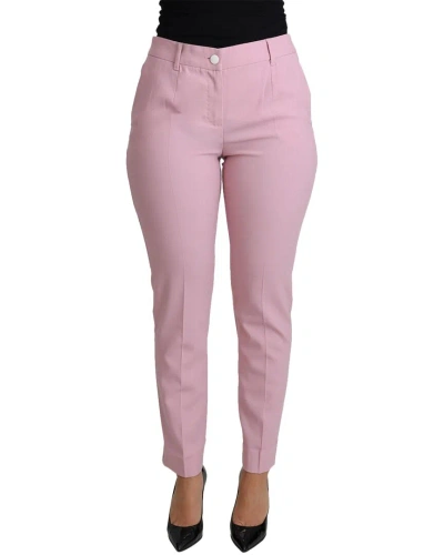 Dolce & Gabbana Pink Virgin Wool Stretch Tapered T