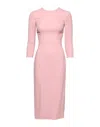 Dolce & Gabbana Pink Viscose 3/4 Sleeves Sheath Midi Dress