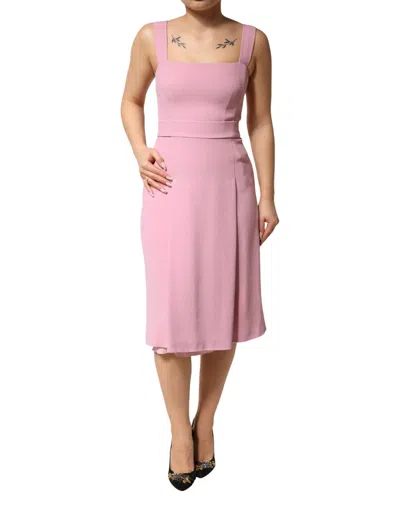 Pre-owned Dolce & Gabbana Pink Viscose Sleeveless Sheath Midi Women's Dress ()
