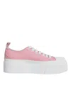 Dolce & Gabbana Pink White Canvas Logo Low Top Sneakers Shoes In Pink