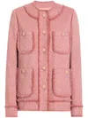 Dolce & Gabbana 'rachel' Blazer With Textured Fabric And Fringed Edges In Pink