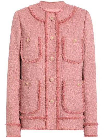 Dolce & Gabbana Pink Wool Blazer With Front Pockets