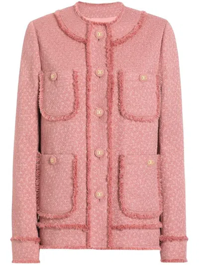 DOLCE & GABBANA DOLCE & GABBANA PINK WOOL BLAZER WITH FRONT POCKETS
