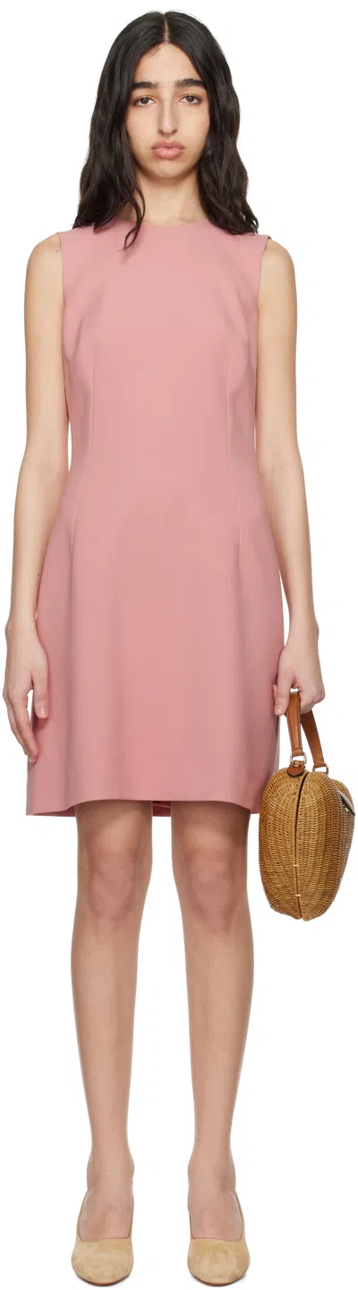 Dolce & Gabbana Pink Wool Crepe Fit & Flare Minidress In F0473 Rosa Polvere S