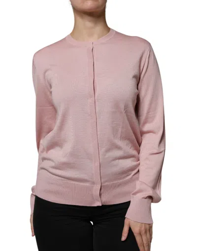 Pre-owned Dolce & Gabbana Pink Wool Knit Button Down Cardigan Women's Sweater ()