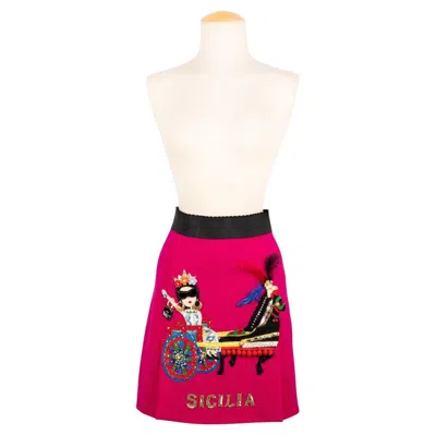 Pre-owned Dolce & Gabbana Pink Wool Skirt, 2016