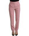 DOLCE & GABBANA DOLCE & GABBANA PINK WOOL STRETCH HIGH WAIST TROUS