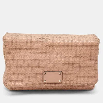 Pre-owned Dolce & Gabbana Pink Woven Leather Miss Lexington Clutch
