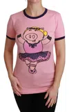 Dolce & Gabbana Pink Year Of The Pig Top Cotton T-shirt In Pink