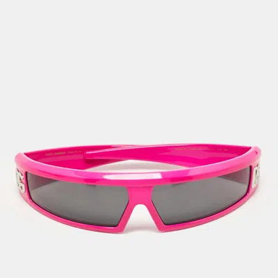 Pre-owned Dolce & Gabbana Pink/black Dg6181 Shield Sunglasses