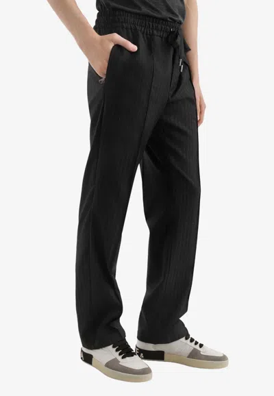 Dolce & Gabbana Pinstipe Pants With Elastic-waist In Black