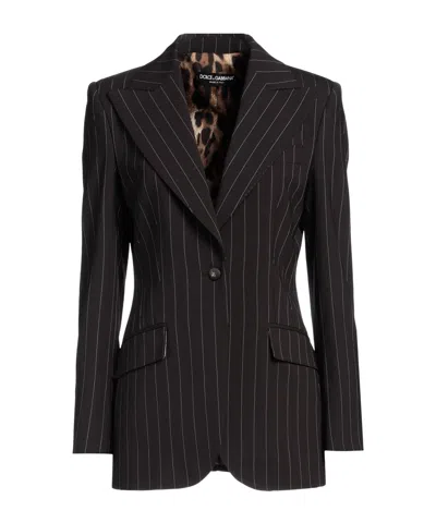 Dolce & Gabbana Pinstripe Blazer In Black