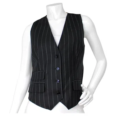 Pre-owned Dolce & Gabbana Pinstripe Button-down Vintage Vest In Black