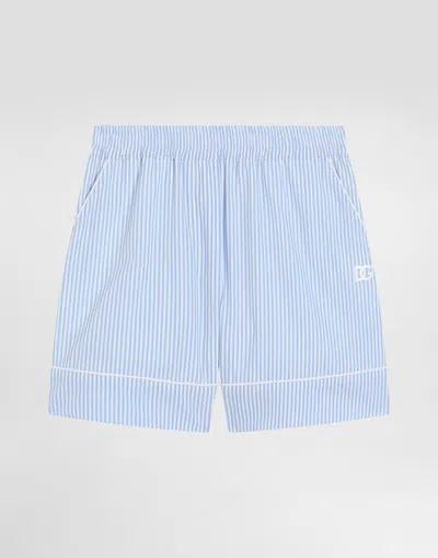 Dolce & Gabbana Pinstripe Cotton Shorts In Blue