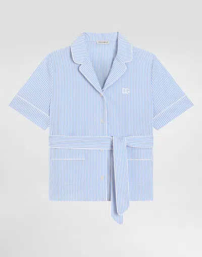 Dolce & Gabbana Kids' Pinstripe Cotton Vanity Shirt In Multi