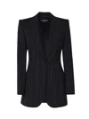 Dolce & Gabbana Pinstriped Single Button Blazer In Black Striped