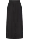 Dolce & Gabbana Calf Length High-waisted Pinstripe Midi Skirt In Black