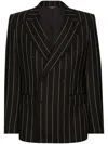 Dolce & Gabbana Double-breasted Jacket In Pinstripe Stretch Wool In Black