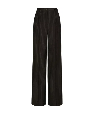 DOLCE & GABBANA DOLCE  GABBANA PINSTRIPED WIDE LEG TROUSERS