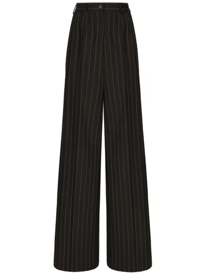 DOLCE & GABBANA PINSTRIPE-PRINT WIDE-LEG TROUSERS