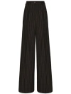 Dolce & Gabbana Pinstripe-print Wide-leg Trousers In Black