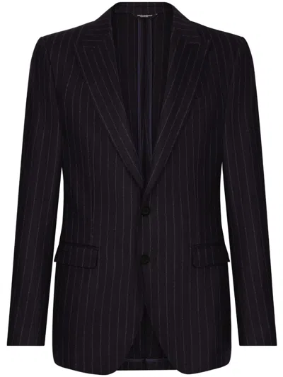 Dolce & Gabbana Pinstripe Single-breasted Jacket In Black