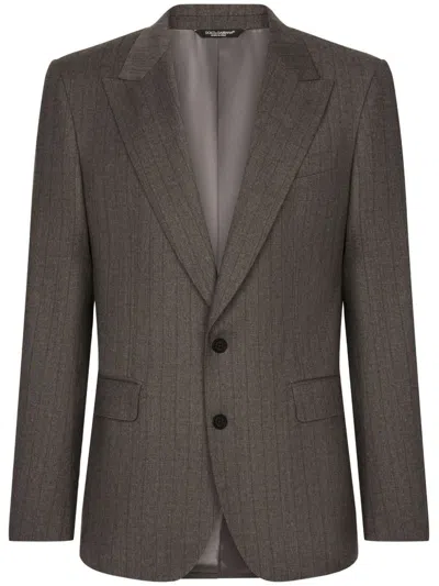 Dolce & Gabbana Pinstripe Single-breasted Jacket In Gray
