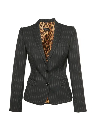 Pre-owned Dolce & Gabbana Pinstripe Single-breasted Blazer In Black