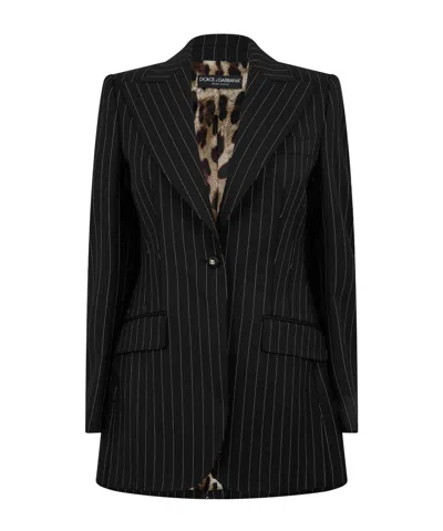 Dolce & Gabbana Pinstripe Single-breasted Blazer In Black