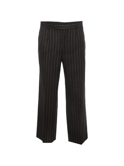 Pre-owned Dolce & Gabbana Pinstripe Straight-fit Tailored Trousers In Black