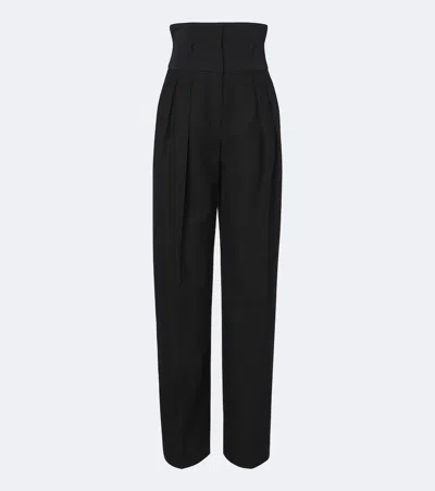 Dolce & Gabbana Pinstripe Virgin Wool Wide-leg Pants In Black
