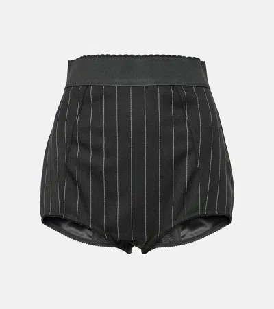 Dolce & Gabbana High-waisted Pinstripe Shorts In Black