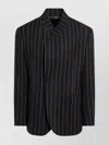 Dolce & Gabbana Pinstripe Wool Blend Single Breasted Coat In Black