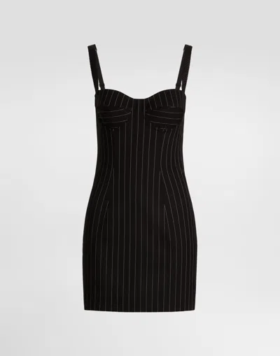 Dolce & Gabbana Pinstripe Wool Dress In Multicolor