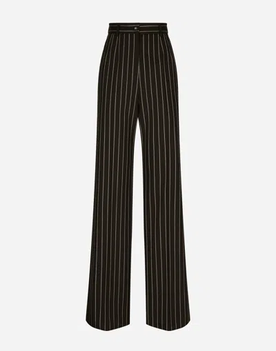 DOLCE & GABBANA PINSTRIPE WOOL PALAZZO PANTS