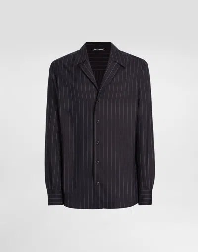 Dolce & Gabbana Pinstripe Wool Shirt In Multi
