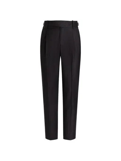 Dolce & Gabbana Pinstripe Wool Trousers In Black