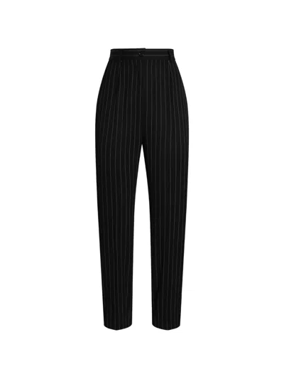 Dolce & Gabbana Pinstripe Wool Trousers In Black
