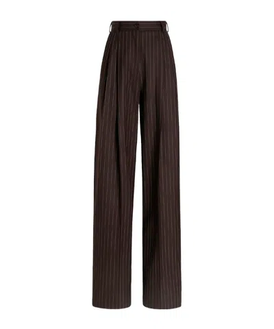 Dolce & Gabbana Pinstripe Wool Trousers In Brown