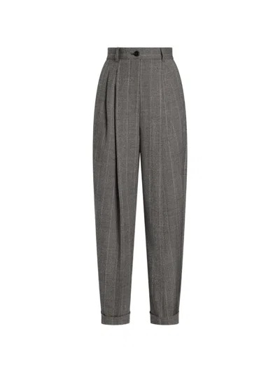 Dolce & Gabbana Pinstripe Wool Trousers In Grey